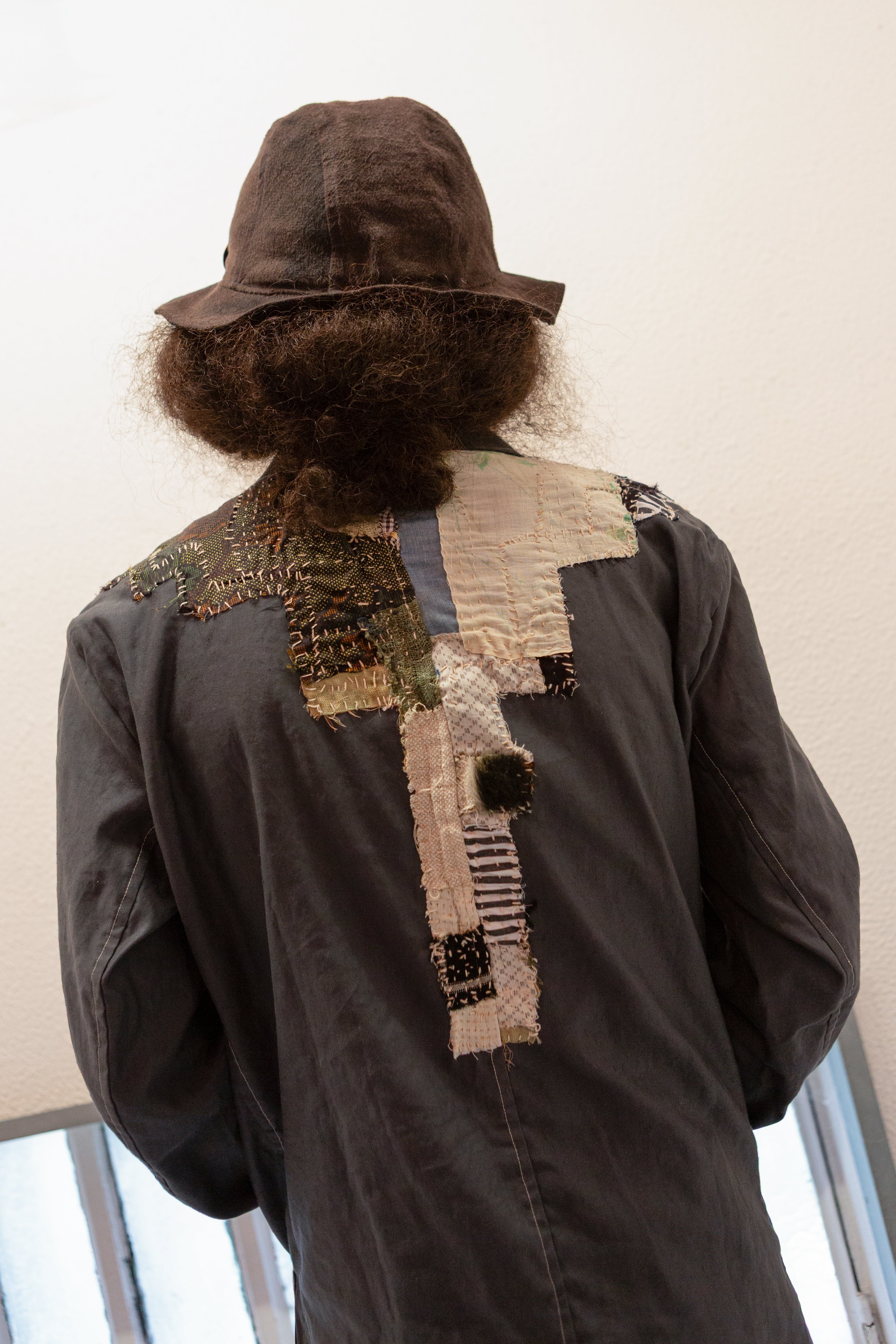SS25 PATCH WORK HEMP GABARDINE HALF DOCTOR COAT