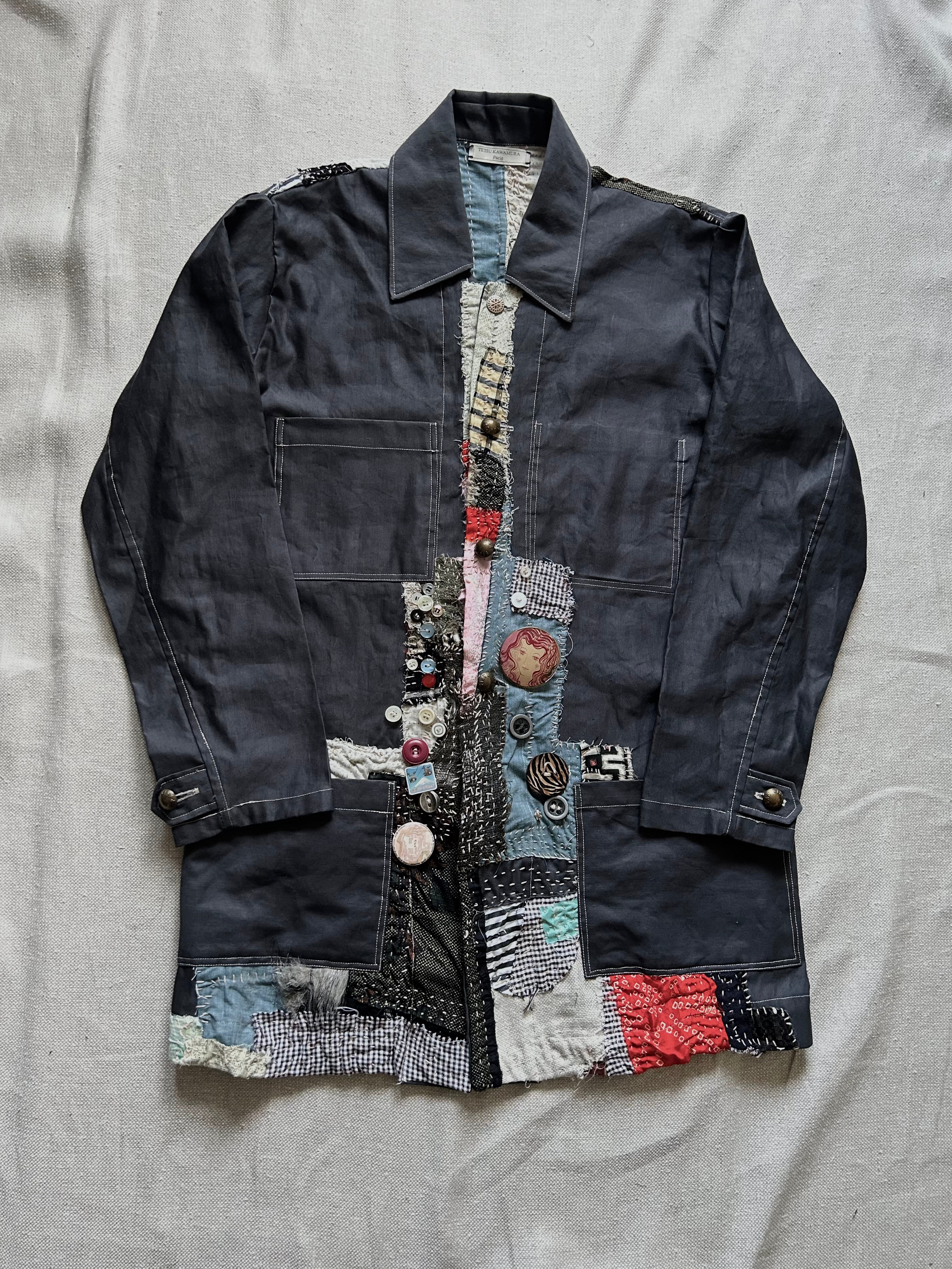 SS25 PATCH WORK HEMP GABARDINE HALF DOCTOR COAT