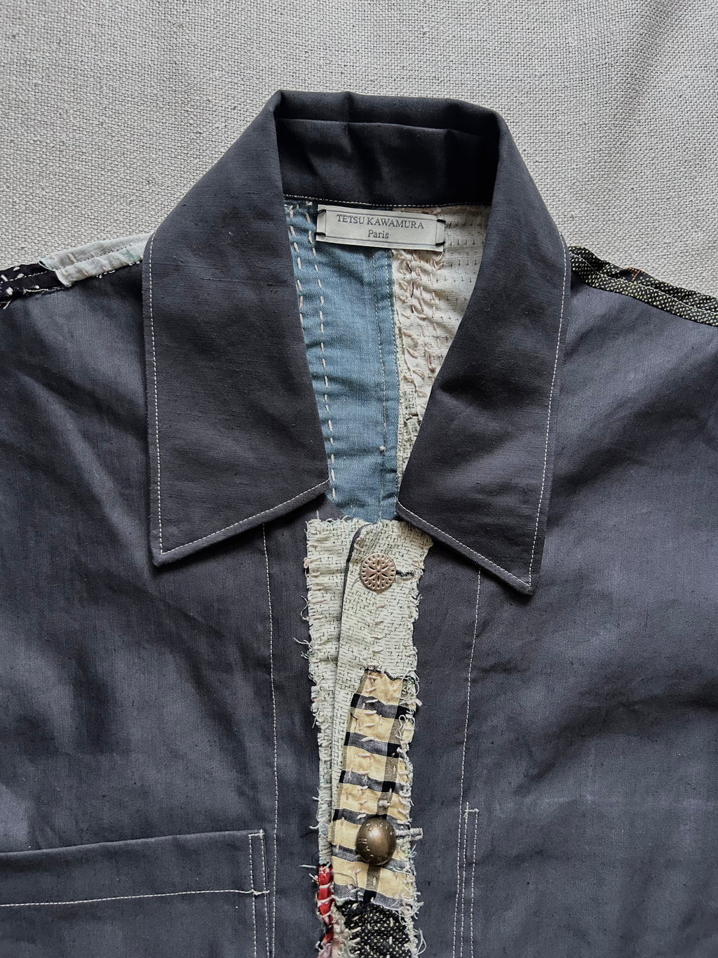 SS25 PATCH WORK HEMP GABARDINE HALF DOCTOR COAT