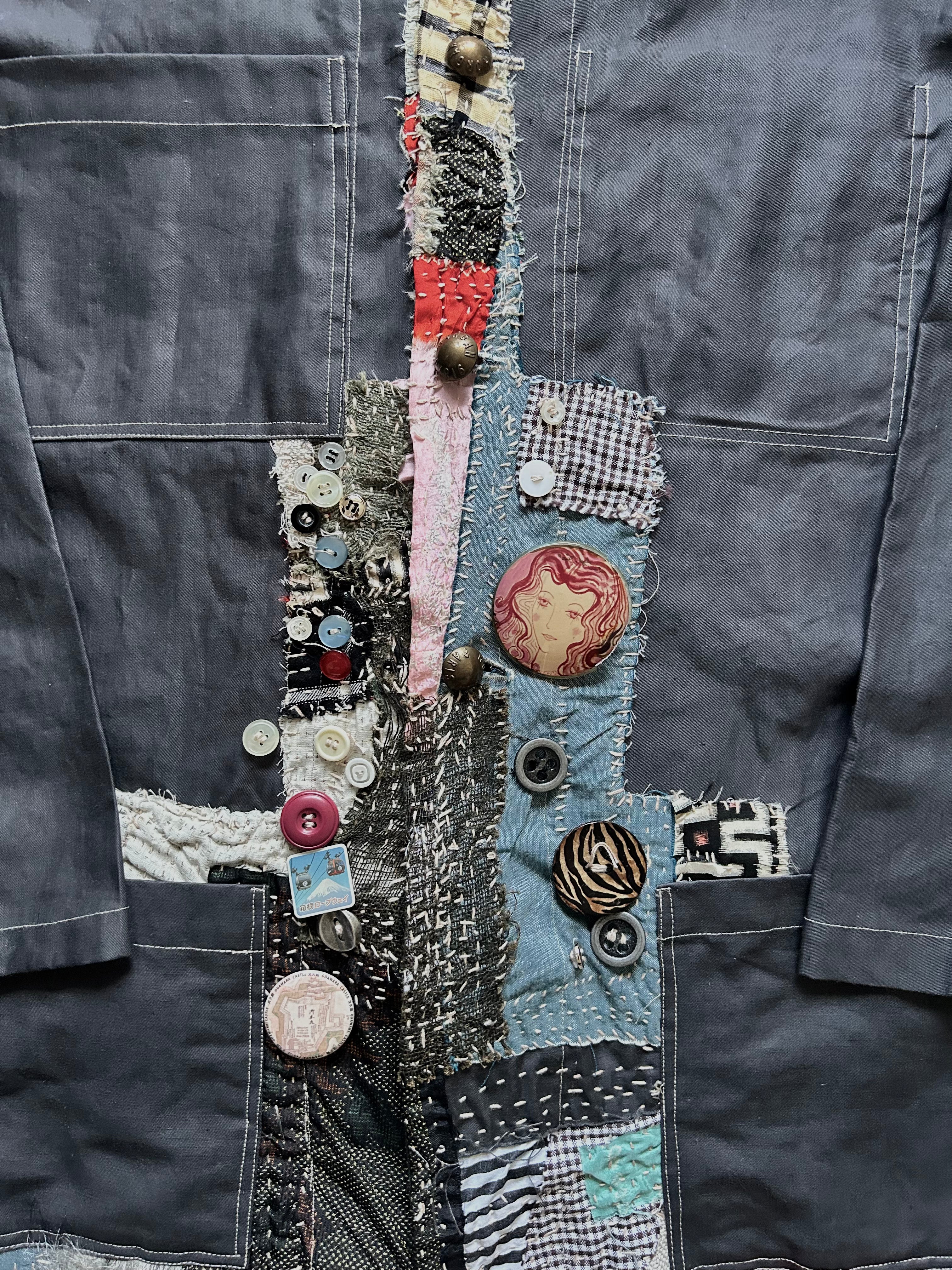 SS25 PATCH WORK HEMP GABARDINE HALF DOCTOR COAT