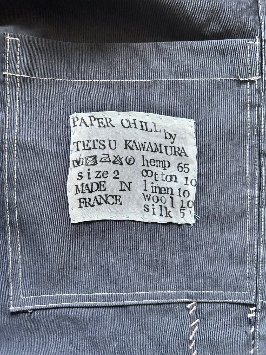 SS25 PATCH WORK HEMP GABARDINE HALF DOCTOR COAT